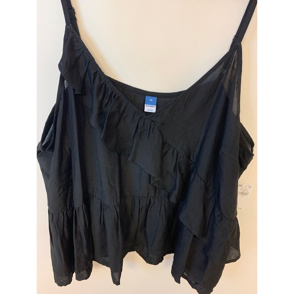 Old Navy Black Crop Top Babydoll Bohemian Whimsigoth Flowy NWT Womens SZ 2X - Picture 2 of 8